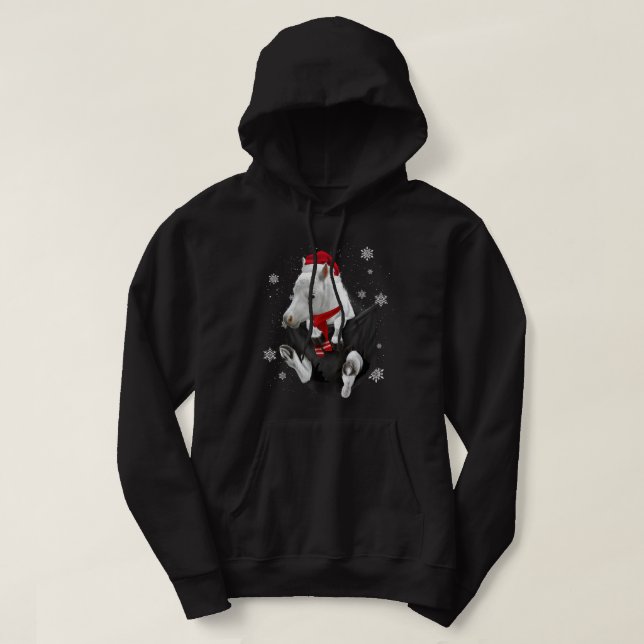 Happy Pony White Horse at Pocket Christmas Santa H Hoodie (Design Front)