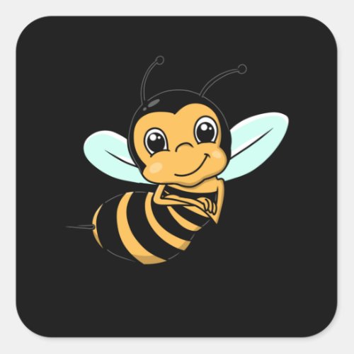 Happy Positive Bee Cartoon Square Sticker