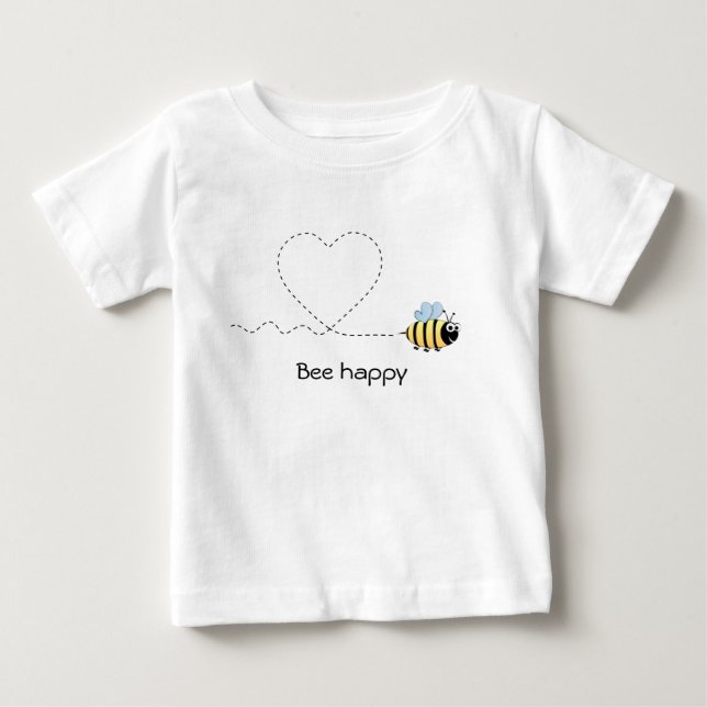 Happy positive bee in love cartoon baby shirt (Front)