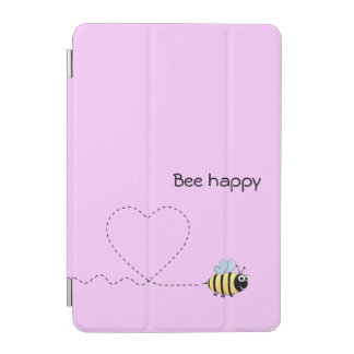 Happy positive bee in love cartoon pink iPad mini cover