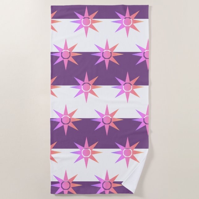 Happy Positive Magic Sun Pattern Beach Towel (Front)
