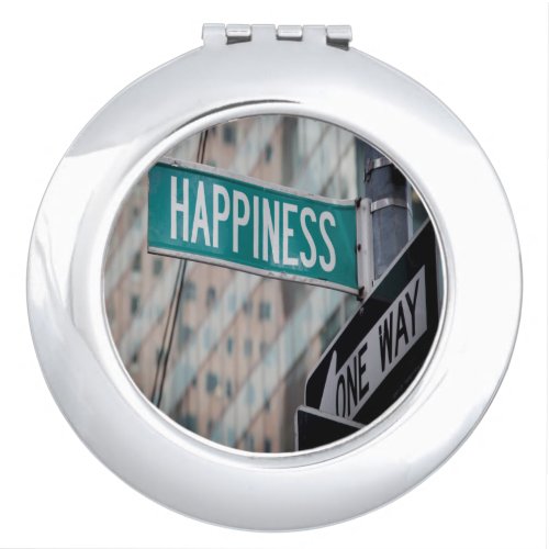 Happy Positive Motivational Words Street Sign Compact Mirror
