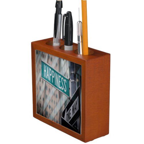 Happy Positive Motivational Words Street Sign Desk Organizer