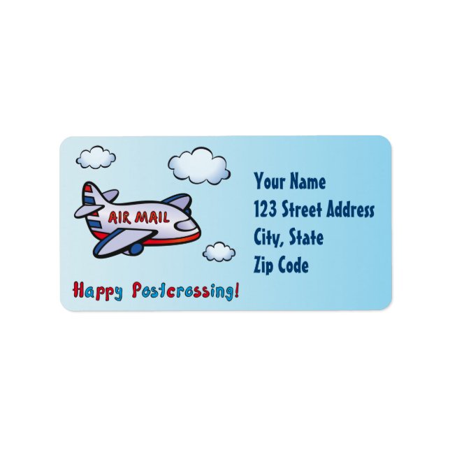 Happy Postcrossing! - Airmail. Label (Front)