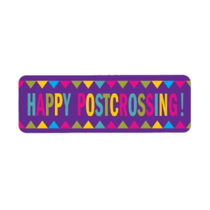 Happy Postcrossing in Bright Colors Embellishment Label