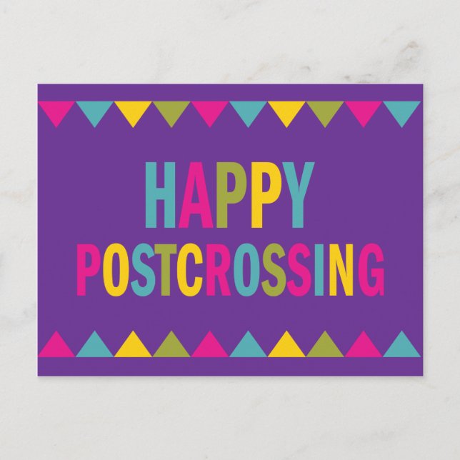 Happy Postcrossing in Bright Colors Postcard (Front)