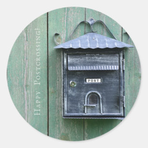 Happy Postcrossing! Mailbox. Classic Round Sticker