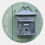 Happy Postcrossing! Mailbox. Classic Round Sticker at Zazzle