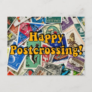 Happy Postcrossing! Vintage Stamp Collage Postcard