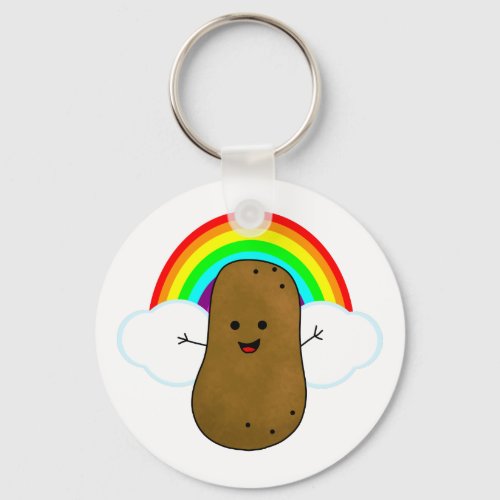 Happy Potato And A Rainbow Keychain