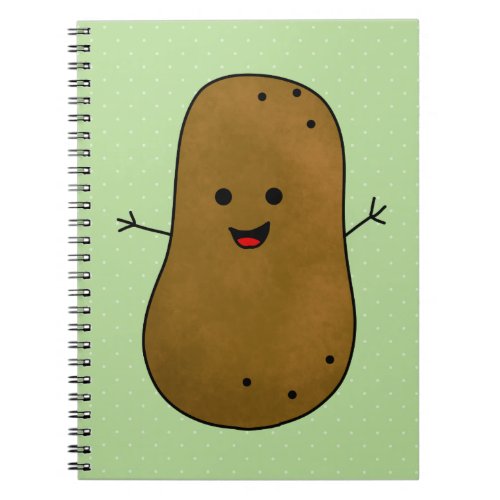 Happy Potato Green White Polka Dots Notebook