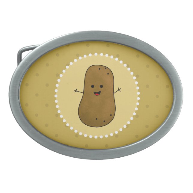 Happy Potato Oval Belt Buckle (Front)