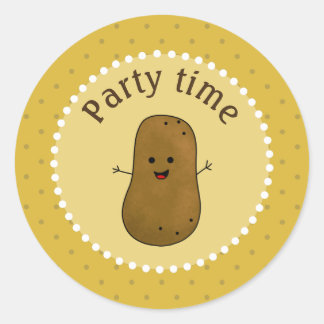 Happy Potato Party Time Classic Round Sticker