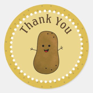 Happy Potato Thank You Classic Round Sticker