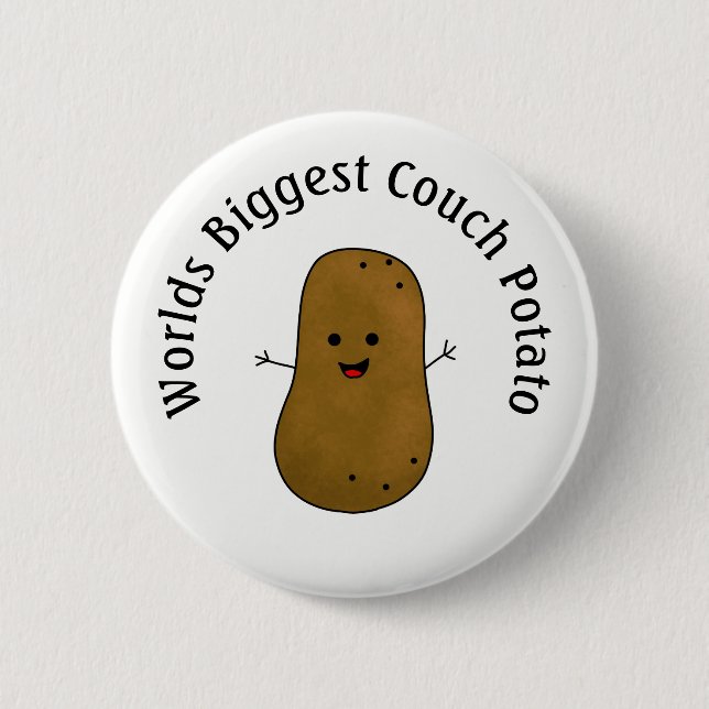 Happy Potato World's Biggest Couch Potato Pinback Button (Front)
