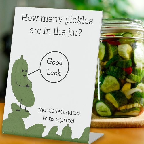 Happy pregnant pickle baby shower game pedestal sign
