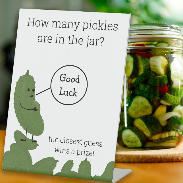 Happy pregnant pickle baby shower game pedestal sign (Creator Uploaded)