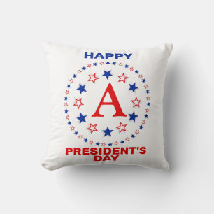 Happy President's day custom monogram Throw Pillow