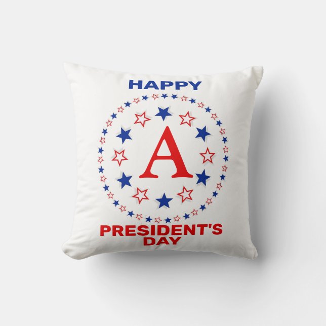 Happy President's day custom monogram Throw Pillow (Front)