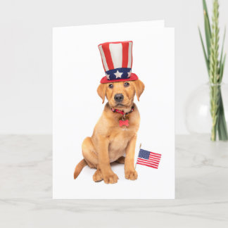 Happy Presidents' Day Cute Patriotic Puppy in Hat Holiday Card