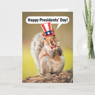 Happy Presidents' Day Cute Patriotic Squirrel  Holiday Card