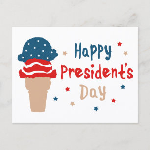 Happy President's Day patriotic ice cream cone Postcard