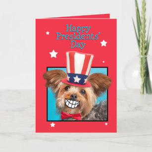 Happy Presidents Day Patriotic Yorkie Dog  Holiday Card