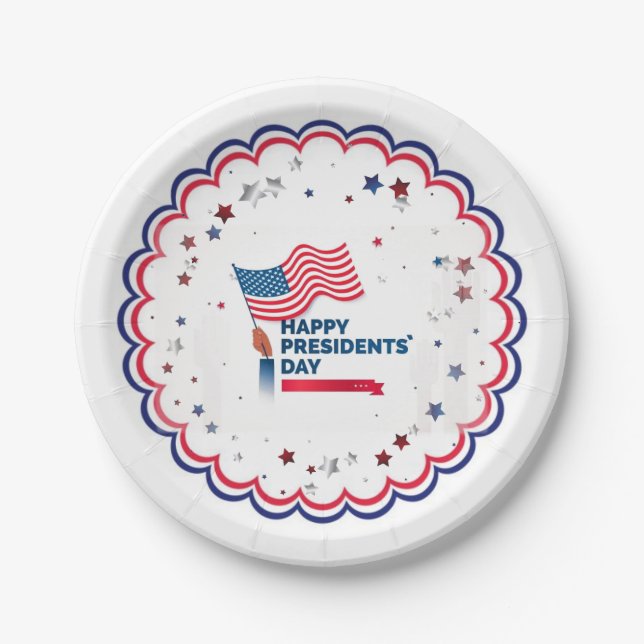 Happy President's Day Stars & Stripes Paper Plates (Front)