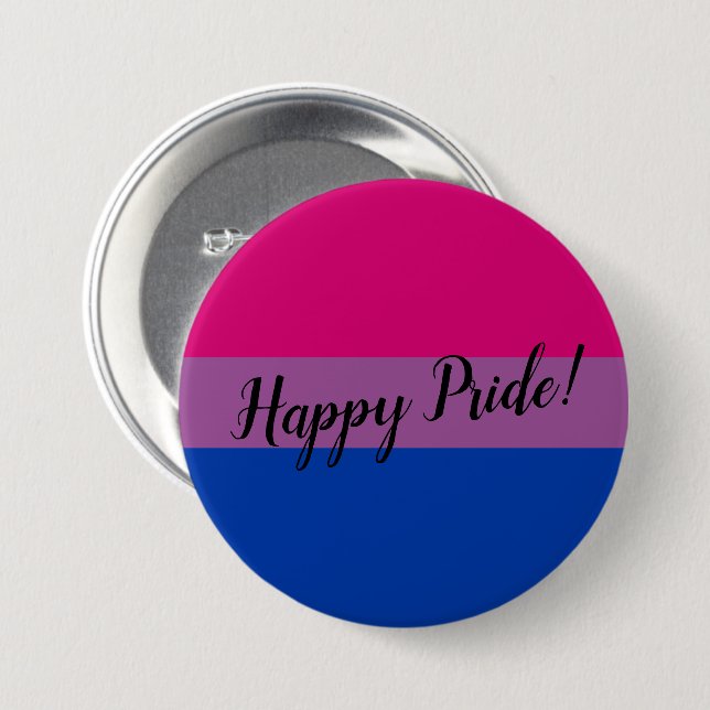 Happy Pride Bisexual Flag Button (Front & Back)
