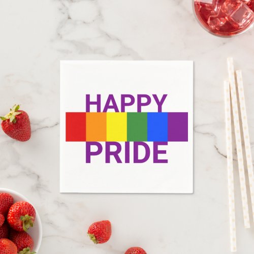 Happy Pride Bold Rainbow Flag Party Napkins