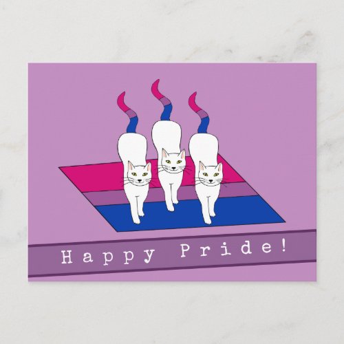Happy Pride Cats With Bisexual Pride Flag Postcard