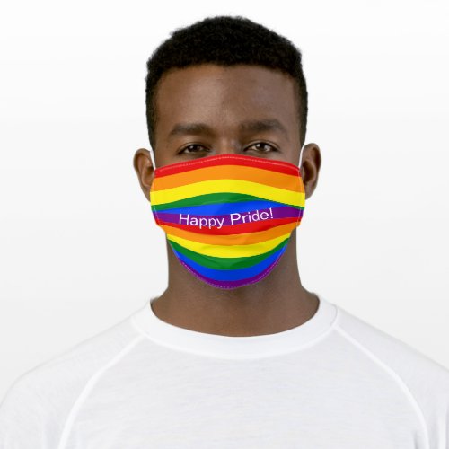 Happy Pride Colorful Rainbow Stripes Adult Cloth Face Mask