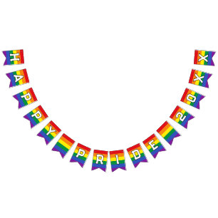 Happy Pride Custom Year Gay Pride LGBT Rainbow Bunting Flags