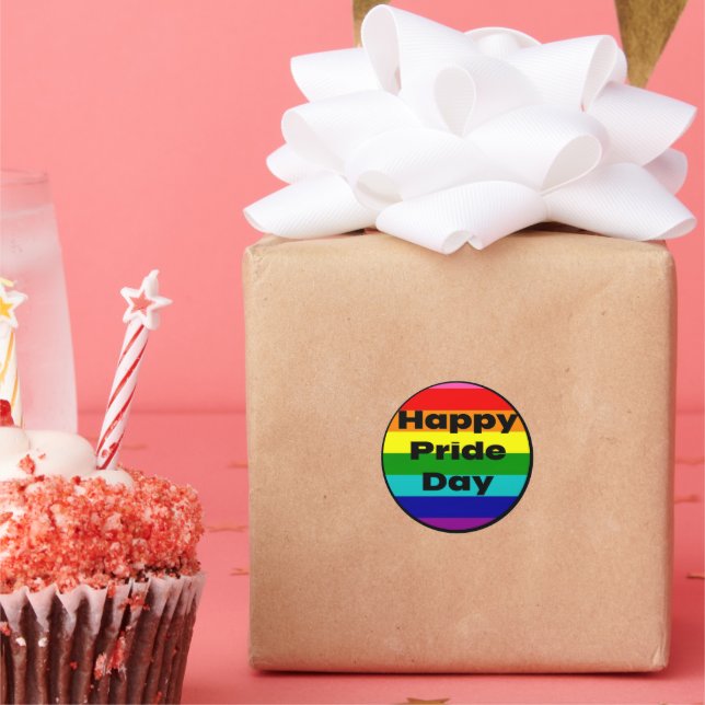 Happy Pride Day Rainbow LGBTQ Celebration Classic Round Sticker (Party)