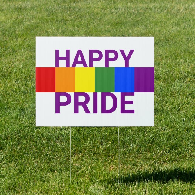 Happy Pride LGBTQ Flag Rainbow Double-Sided Sign (Insitu)