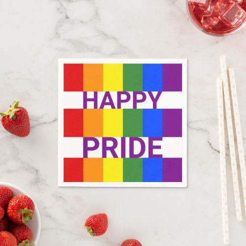 Happy Pride Modern Rainbow Party Napkins