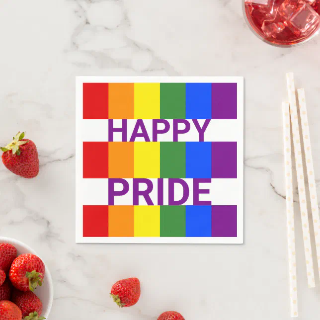 Happy Pride Modern Rainbow Party Napkins | Zazzle