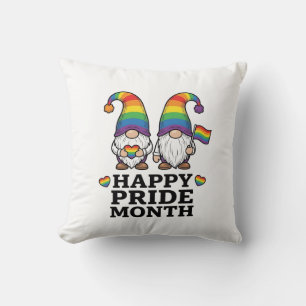 Happy Pride Month Gnome Vintage Rainbow Shirt_1 Throw Pillow