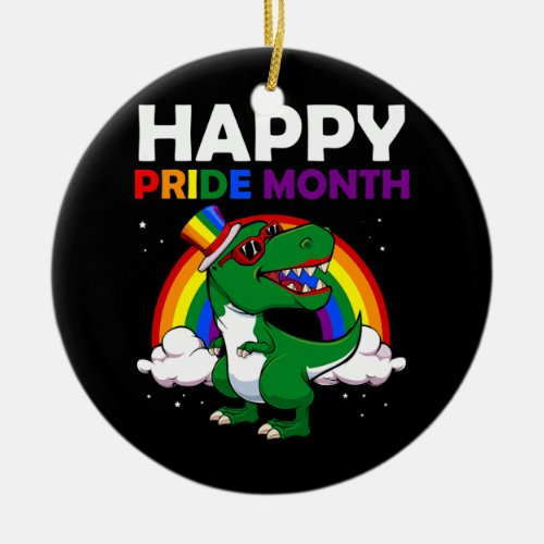 Happy Pride Month LGBT Q Cute Dinosaur Gay Ceramic Ornament