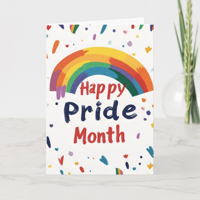 Happy Pride Month Rainbow Color Holiday Card (Front)