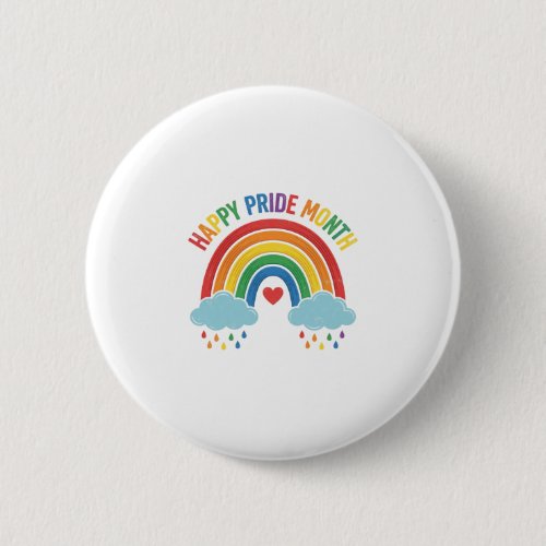 Happy Pride Month Rainbow Vintage Engraving Design Button