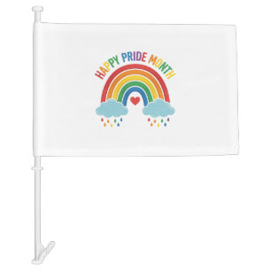 Happy Pride Month Rainbow Vintage Engraving Design Car Flag