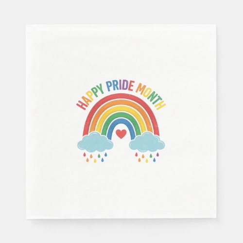 Happy Pride Month Rainbow Vintage Engraving Design Napkins