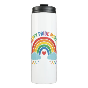 Happy Pride Month Rainbow Vintage Engraving Design Thermal Tumbler