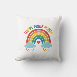 Happy Pride Month Rainbow Vintage Engraving Design Throw Pillow