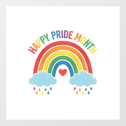 Happy Pride Month Rainbow Vintage Engraving Design Window Cling