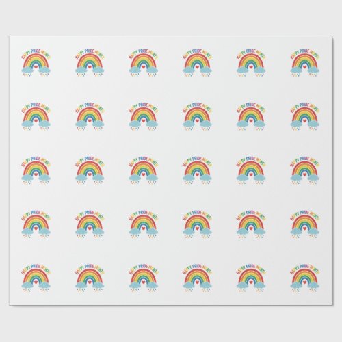 Happy Pride Month Rainbow Vintage Engraving Design Wrapping Paper