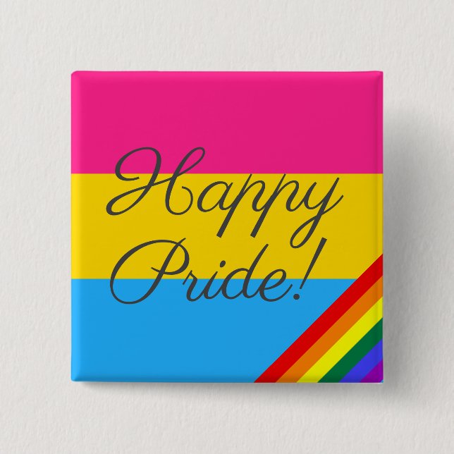 Happy Pride Pansexual Flag Button (Front)