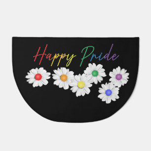 Happy Pride Pride Rainbow Flag Daisies / Flowers Doormat