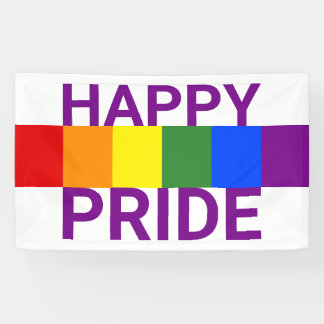 Happy Pride Rainbow Flag Stripes Banner